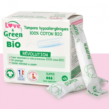Love and Green Tampons hypoallergéniques Digitaux SUPER x16